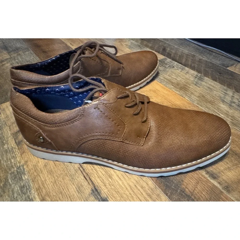 Tommy Hilfiger Nemoza‎ Shoes Tag Flag Embossed Laced Up 12M Cognac New